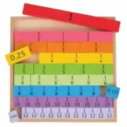 Brightly Coloured Wooden Fractions Tray, visual and tactile - Bigjigs Toys
