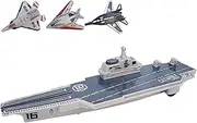 Toy Aircraft Carrier Military Warship with 3 Model Aircraft Carrier Toy Boat Ship Launches Fighter Planes War Ships Battle Cruiser Warship Carrier Fighter Jets