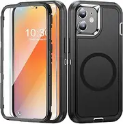 Giyer Mobile Phone Case for iPhone 11 Case with Screen Protector, 360° Shockproof Robust Armour Case for Phone 11 Case Cover Protective with Magnetic (Black, for iPhone 11)