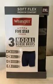 WRANGLER FIVE STAR SOFT FLEX MODAL BOXERS BRIEFS 3 PACK Mens 2XL Brand New