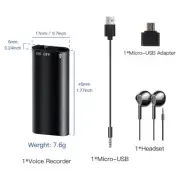 MP3 Sp-y Magnetic Recording Device Voice Activated Mini Audio Recorder W/Headset