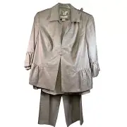 Diane Von Furstenberg Silk Assets Size 1x 3pc Pantsuit in Pewter Shimmery NWT