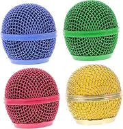 Yardwe 4pcs Microphone Mesh Head Yellow Microphone Mesh Grill Replacements Mesh Microphone Grill Head Mesh Microphone Grille Mic Grille Protection Protector Recording Metal