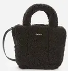 DKNY Mini Tote Crossbody black shearling Phone and zip-Pockets Hand-Bag NWT