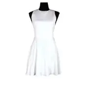 Alice + Olivia White Flare Bow Waist Wesley Dress 0 NEW Crewneck Sleeveless Mini