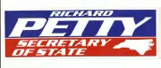 RICHARD PETTY 1990's 11"X3.75" "SECRETARY OF STATE" VINTAGE STICKER