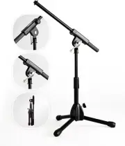 Adjustable Microphone Stand Tripod Steel Folding Boom Arm For Studio Stage Use