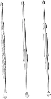 PERSELOSO 3Pcs Sturdy Stainless Steel Ear Picks Practical Double Headed Ear Wax Cleaners for Safe and Complete Ear Cleaning Portable for Easy Storage and Travel
