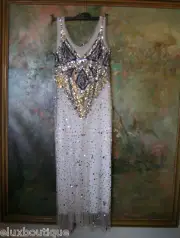 $3500 ERMANNO SCERVINO Tulle GOWN White Silver Paillette Formal Bridal 46 NewTag
