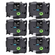 6PK Laminated White on Black Label Tape for Brother P-touch PT-P700 24mm TZe-355