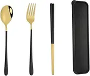 HOLIDYOYO Camping Utensils Stainless Steel Compact Travel Kit Storage Case for Outdoor Activities