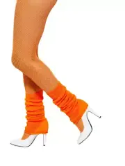 Orange Neon Legwarmers Rave 1980s Fancy Dress Halloween Costume Accessory