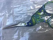 CRANE BIRD STORK EMBROIDERY SCISSORS BLUE FLORAL in ZIP POUCH