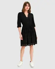 [Belle & Bloom] Sweet Talk Eyelet Mini Dress - Black