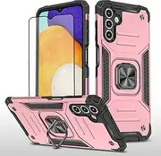 [Asuwish] Phone Case for Samsung Galaxy A13 5G with Screen Protector Cover and Ring Holder Stand Slim Hybrid Protective Cell Accessories Gaxaly A04S M13 G5 A 13 2022 13A A135G SM A136U Women Rose Gold