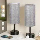 Grey Bedside Table Lamps Set of 2-3 Color Temperatures Pull Chain Lamp with AC