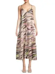 Ted Baker Warrenn Abstract Midi Dress Dusty Pink Size 1 Small US 0 2 Tank Tiered