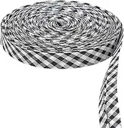 PH PandaHall 25 Yards 0.67 Inch Bias Tape Black Turtan Double Fold Ribbon for Sewing Piping Clothes Corset Making Funiture Slipcover Curtain Decoration Pillow Cover Table Runner Home Dector