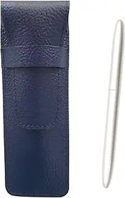 2 Pack Blue Grain Leather Pen Case Brass Dacapo Streamline Ballpoint Pen Set Pearl Axis SASL-TK12-P-2
