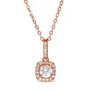 0.5 CT. T.W. Natural Diamond Cushion Frame Pendant in 14K Rose Gold