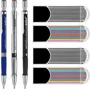 Weforu 2.0 mm Mechanical Pencil Set with 3 Pieces Pencils, 4 Cases Lead Refills (2 Color 2 Black) for Writing, Drawing, Crafting, Art Sketching, Carpenter