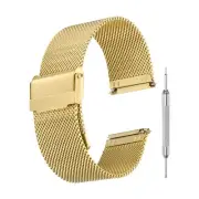 Mesh Watch Bands for Men,Metal Mesh Watch Strap with Tools(24mm, Gold)
