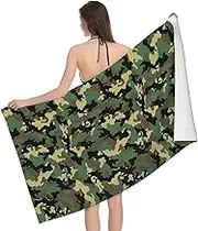 JBYJBX Camo Print Beach Towel Quick Dry Sandproof Microfiber Beach Bath Towel for Travel Pool Camping