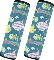 Car Seat Belt Pads 2 Piecing Soft Car Seatbelt Shoulder Cover Camera Bag Strap Cover Car Accessories for Adults Youth Kids S Hawaiian Fish Pattern Coastal