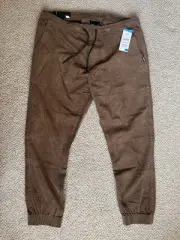 Tony Hawk Men XL Stretch Cuffed Pants Cargo Utility Skateboarding Tan Joggers