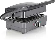 Cuisinart Grill & Sandwich maker, Sandwich toaster, panini press, electric grill, Non-stick Removable, interchangeable plates, Health grill, less oil, Midnight Grey, GRSM4U