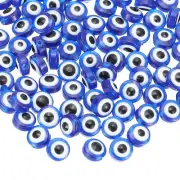 Evil Eye Beads, 65 Pcs 8mm Flat Round Evil Eye Charm, Blue