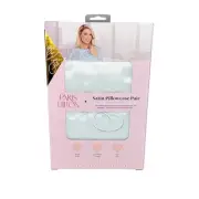 Paris Hilton Set Of 2 White Satin Pillowcases 'Cloud Dancer' Standard Size
