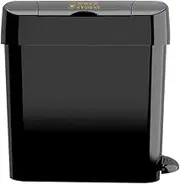 Spruce Hygiene Pedal Sanitary Bin for Bathroom Home Kitchen 22L Recycling Odor Lock Hands Free Durable ABS Black Plastic Trash Can Soft Close with Removable Inner Bucket Hygiene Slim Lady Bin