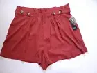 NWT A.N.A. Paper Bag Red Orange Ochre Pleated Rayon Shorts Womens 16