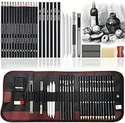 29-Pack Sketch Drawing Pencils Kit Sketching Supplies,Include Charcoal Pencils and Artists Tools,Pro Art Drawing Supplies for Adults Kids Beginners,ideal for Sketching Shading