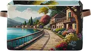 Lakeside Village Charming Houses Closet Organizer Box, Decorative Rectangle Nursery Storage, Set of 2
