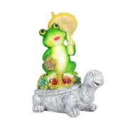 Catzon Turtle Statues with Solar Light Outdoor Decor Unique Garden Gifts-Frog