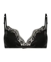 Dolce Gabbana Lace Detailed Soft-Cup Satin Bra IT3 Black