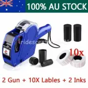 2PCS Price Tag Gun Labeller Pricing Machine Kit +10 Rolls Labels +2 Inks Roller