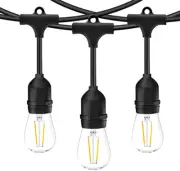 48 Foot LED Outdoor String Lights Linkable Commercial Grade for Patio Backyard