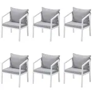 Livsip 6PCS Outdoor Furniture Chairs Garden Patio Lounge Set Steel Frame White