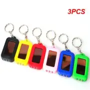3PCS Portable Mini LED Flashlight Keychain Light Solar Rechargeable Outdoor Camp