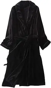 [Adafunzo] Fleece Flannel Robe for Women Men Lightweight Long Bath Robe Soft Warm Fluffy Long Spa Robe Shawl Collar with 2 Pockets