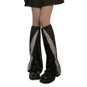 Fishnet Mesh Patchwork Leg Warmers Harajuku Punk Grunge Flared Boot Covers Socks