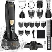 Hatteker Mens Body Hair Beard Trimmer Groin Trimmer Mens Grooming Kit Electric Razor Body Shaver Groomer Waterproof 6 in 1