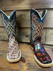 Rodeo Genuine Leather Cowboy Square Toe Youth Boots Croc Print 7000R-2080/2103