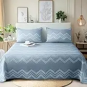 ALPHA HOME Lightweight Cotton Bedspread Coverlet Set - Breathable Summer Bedding, Farmhouse Chic Design, True-to-Size Queen/King