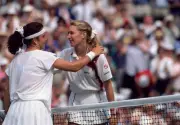 Steffi Graf of Germany Arantxa Sanchez Vicario of Spain embrace af- Old Photo