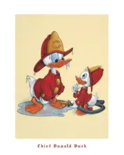 DISNEY ART PRINT - Fire Chief Donald Duck Fireman Firefighter Poster 16x20 - OOP