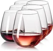 FYL 6pcs Unbreakable Wine Glasses, Dishwasher Safe Plastic Stemless 400ml 14oz Wine Glasses Set of 6 Premium Quality Tritan Party Reusable Red White Acrylic Wine Glass